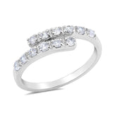 Sterling Silver Edges Wedding Band  Shaped Clear CZ RingAnd Band Width 2mmAnd Charm Thickness 6mm