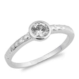 Sterling Silver Round Shaped Clear CZ RingsAnd Face Height 6mm