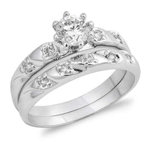 Load image into Gallery viewer, Sterling Silver Double Lines Round Shaped Clear CZ RingsAnd Face Height 5mm