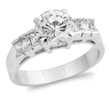 Sterling Silver Round Shaped Clear CZ RingsAnd Face Height 8mm