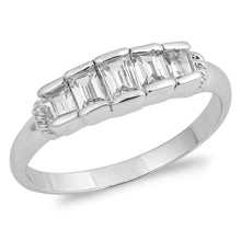 Load image into Gallery viewer, Sterling Silver Squares Shaped Clear CZ RingsAnd Face Height 5mm