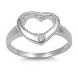 Sterling Silver Heart Shaped Clear CZ RingAnd Face Height 10mmAnd Band Width 2mm