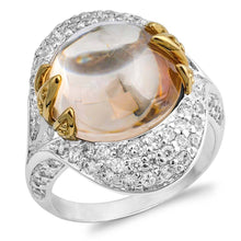 Load image into Gallery viewer, Sterling Silver Dome Champagne Round With Clear CZ RingAnd Face Height 24mm