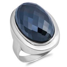 Load image into Gallery viewer, Sterling Silver Oval Shaped Black CZ RingAnd Face Height 27mm