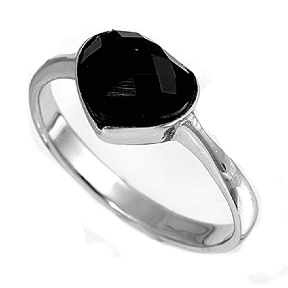 Sterling Silver Heart Shaped Black CZ Rings