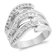 Load image into Gallery viewer, Sterling Silver Fingers Shaped Clear CZ RingsAnd Face Height 19mm