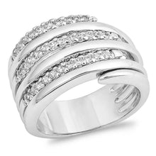 Load image into Gallery viewer, Sterling Silver Lines Shaped Clear CZ RingAnd Face Height 24mm