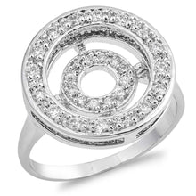 Load image into Gallery viewer, Sterling Silver Rounds Shaped Clear CZ RingAnd Face Height 11mm