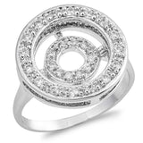 Sterling Silver Rounds Shaped Clear CZ RingAnd Face Height 11mm