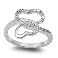 Load image into Gallery viewer, Sterling Silver Infinity Hearts Shaped Clear CZ Ring