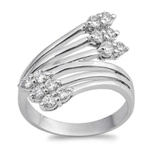 Load image into Gallery viewer, Sterling Silver Edges Shaped Clear CZ RingAnd Face Height 19mm