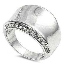 Load image into Gallery viewer, Sterling Silver Concave Shaped Clear CZ RingsAnd Face Height 15mm