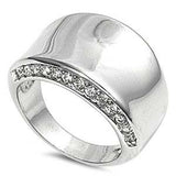 Sterling Silver Concave Shaped Clear CZ RingsAnd Face Height 15mm