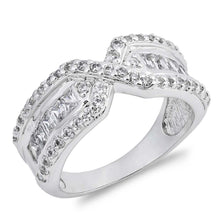 Load image into Gallery viewer, Sterling Silver Cross Shaped Clear CZ RingAnd Face Height 9mm