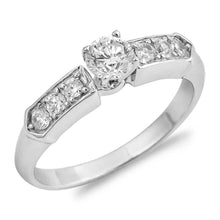 Load image into Gallery viewer, Sterling Silver Round Shaped Clear CZ RingAnd Face Height 5m