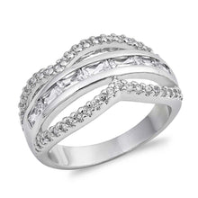 Load image into Gallery viewer, Sterling Silver Spinner And Wave Shaped Clear CZ RingAnd Face Height 8mm