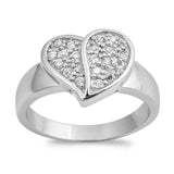 Sterling Silver Heart Shaped Clear CZ RingAnd Face Height 8mm