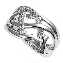 Load image into Gallery viewer, Sterling Silver Infinity Shaped Clear CZ Ring