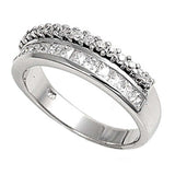 Sterling Silver Wedding Band Shaped Clear CZ Ring