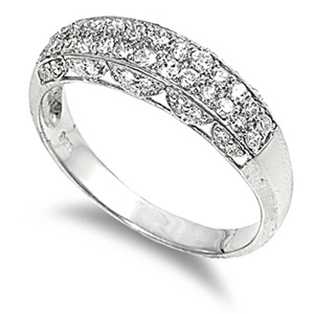 Sterling Silver Eternity Band Shaped Clear CZ Rings