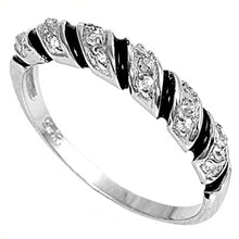 Load image into Gallery viewer, Sterling Silver Spinner Shape With Black And Clear CZ Rings