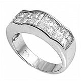 Sterling Silver Wave Shaped Clear CZ Ring