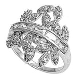 Sterling Silver Leaves Shaped Clear CZ Ring