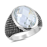 Sterling Silver Oval Shaped Multicolor CZ Ring