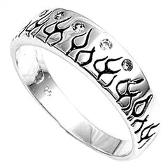 Sterling Silver Bali Design Clear CZ Ring