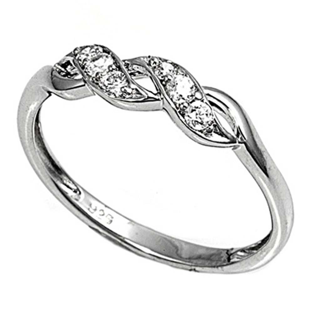 Sterling Silver Infinity Shaped Clear CZ Rings