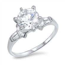 Load image into Gallery viewer, Sterling Silver Round Shaped Clear CZ Rings