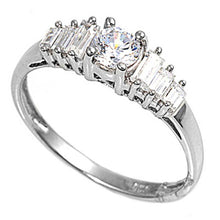 Load image into Gallery viewer, Sterling Silver Princess Cut Round Shaped Clear CZ Rings