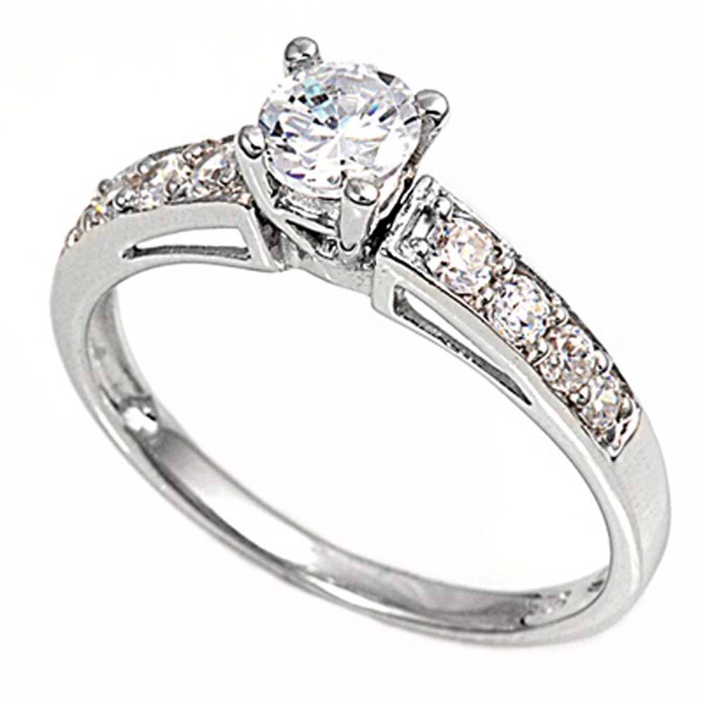 Sterling Silver Round Shaped Clear CZ Rings