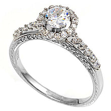 Load image into Gallery viewer, Sterling Silver Round Flower Shaped Clear CZ Rings