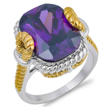 Load image into Gallery viewer, Sterling Silver Lavender Rhombus Shaped CZ Ring