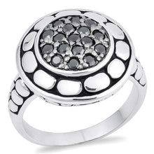 Load image into Gallery viewer, Sterling Silver Round With Black Cubic Zirconia Ring