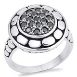 Sterling Silver Round With Black Cubic Zirconia Ring