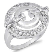 Load image into Gallery viewer, Sterling Silver Round Circle Lock Shaped Clear CZ Ring
