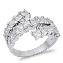 Load image into Gallery viewer, Sterling Silver Curves Shaped Clear CZ Rings