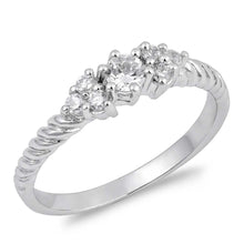 Load image into Gallery viewer, Sterling Silver Rounds Shaped Clear CZ Rings