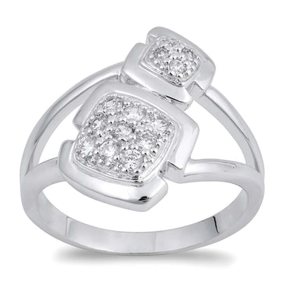 Sterling Silver Square Clear CZ Ring