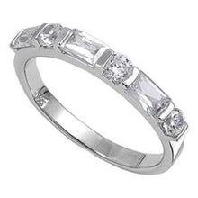 Load image into Gallery viewer, Sterling Silver Round And Square Shaped Clear CZ Ring