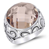 Sterling Silver Round Dome Shaped Clear CZ Ring