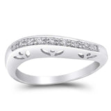 Sterling Silver Celtic Wave Shaped Clear CZ Ring