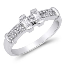 Load image into Gallery viewer, Sterling Silver Bridge Shaped Clear CZ Ring