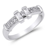 Sterling Silver Bridge Shaped Clear CZ Ring