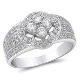 Sterling Silver Flower Shaped Clear CZ Ring