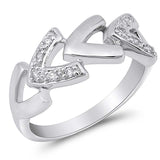 Sterling Silver V Clear CZ Ring