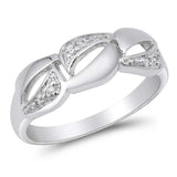 Sterling Silver Triple Loop Clear CZ Ring