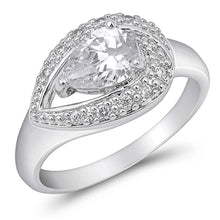 Load image into Gallery viewer, Sterling Silver Pear Clear CZ Ring